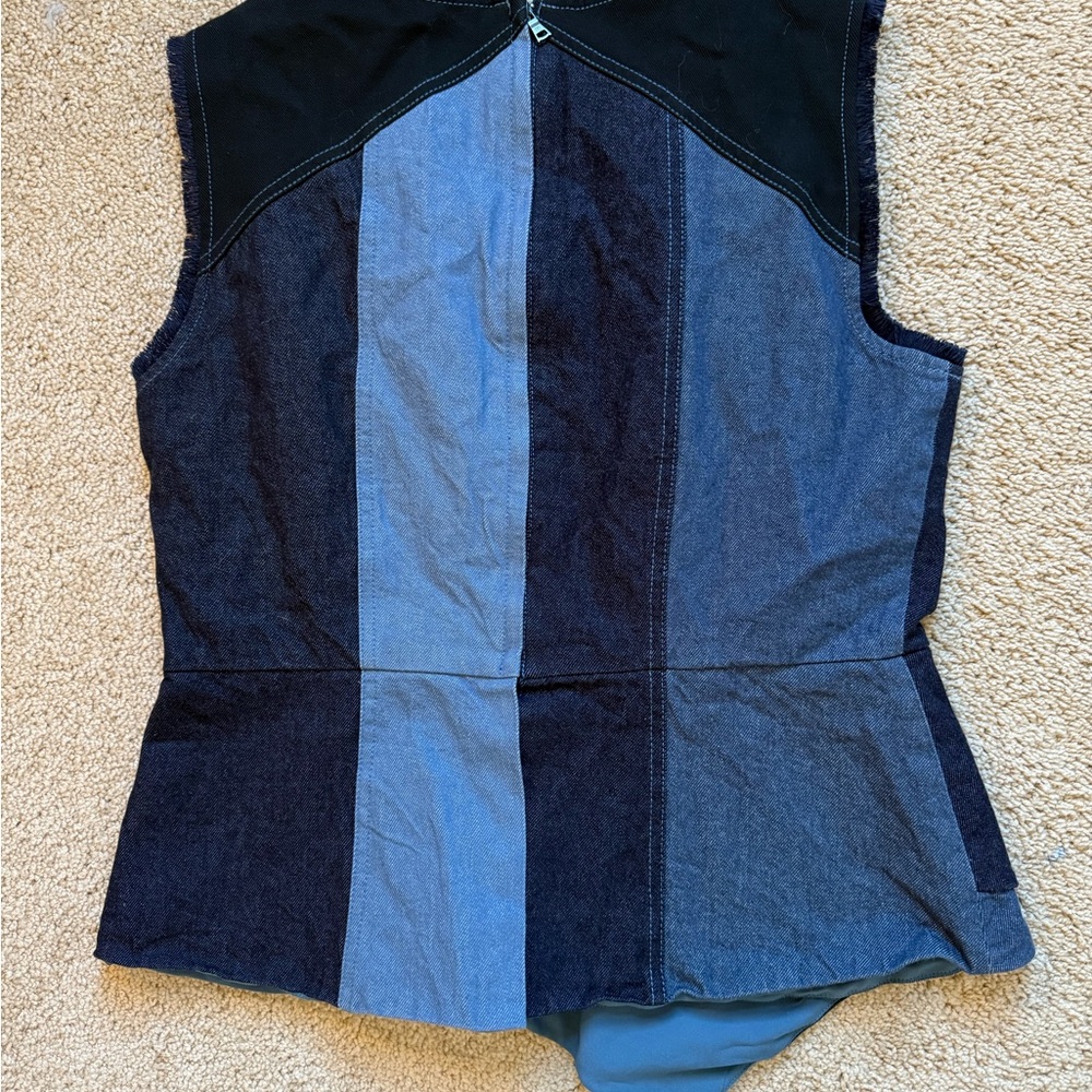 Bcbgmaxazria Blue Patchwork Sleeveless Blouse - image 2